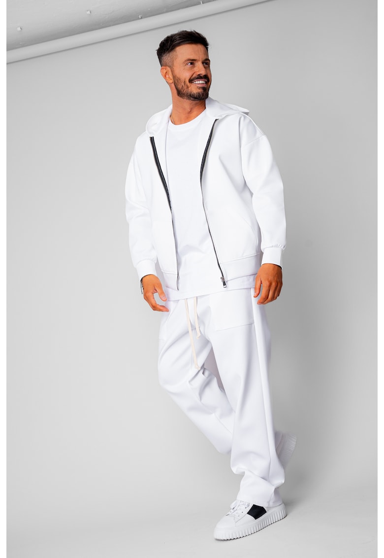 Set Loren Jacheta cu fermoar si Pantalon lung White 20485 - Alb optic