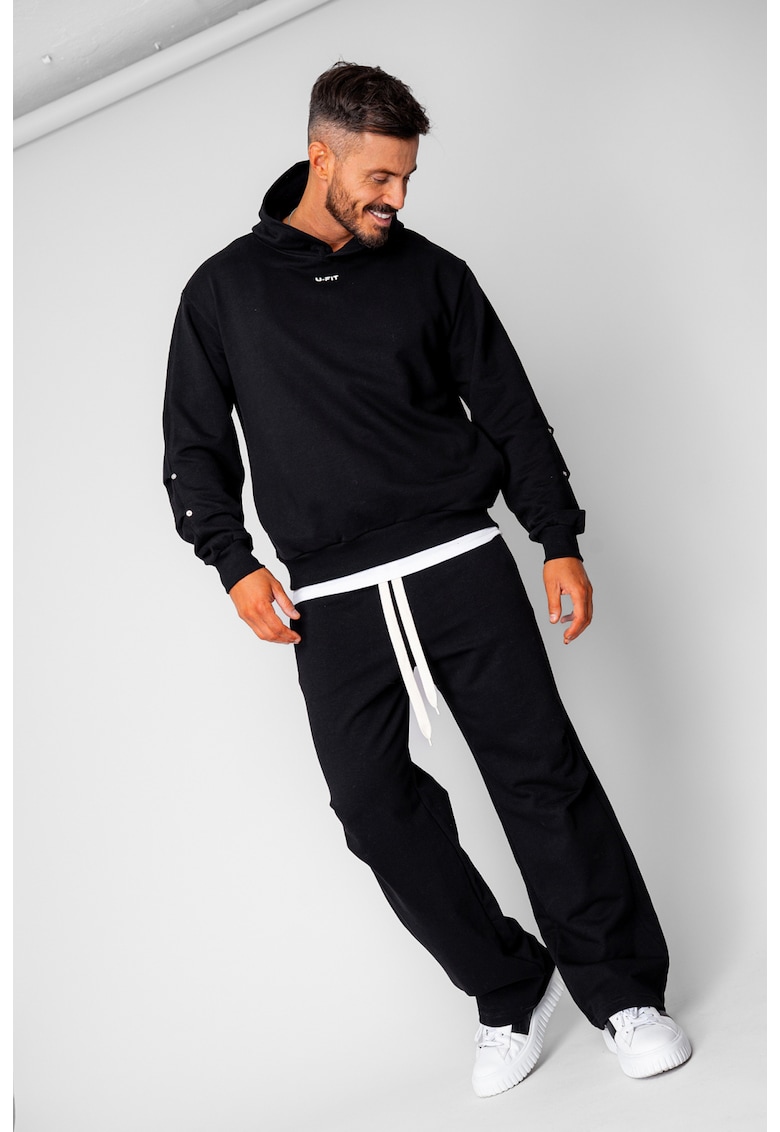 Set hanorac si pantalon drept cu capse Black 20534 - Negru