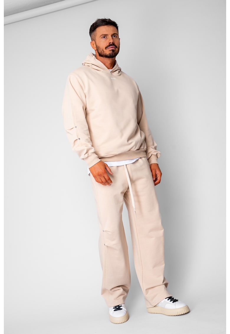 Set hanorac si pantalon drept cu capse Beige 20538 - Bej