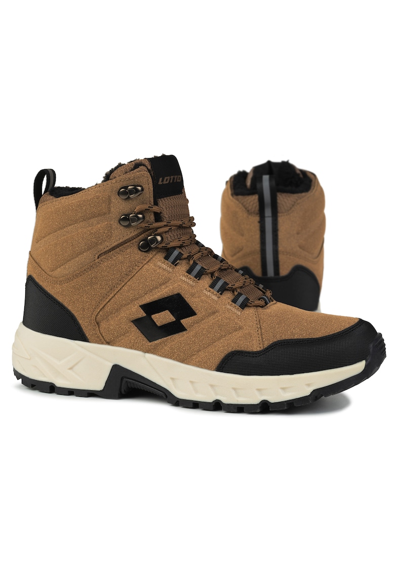 Ghete trekking barbati KETCHAM FUR - sintetic - maro - captusite cu blana - talpa din cauciuc