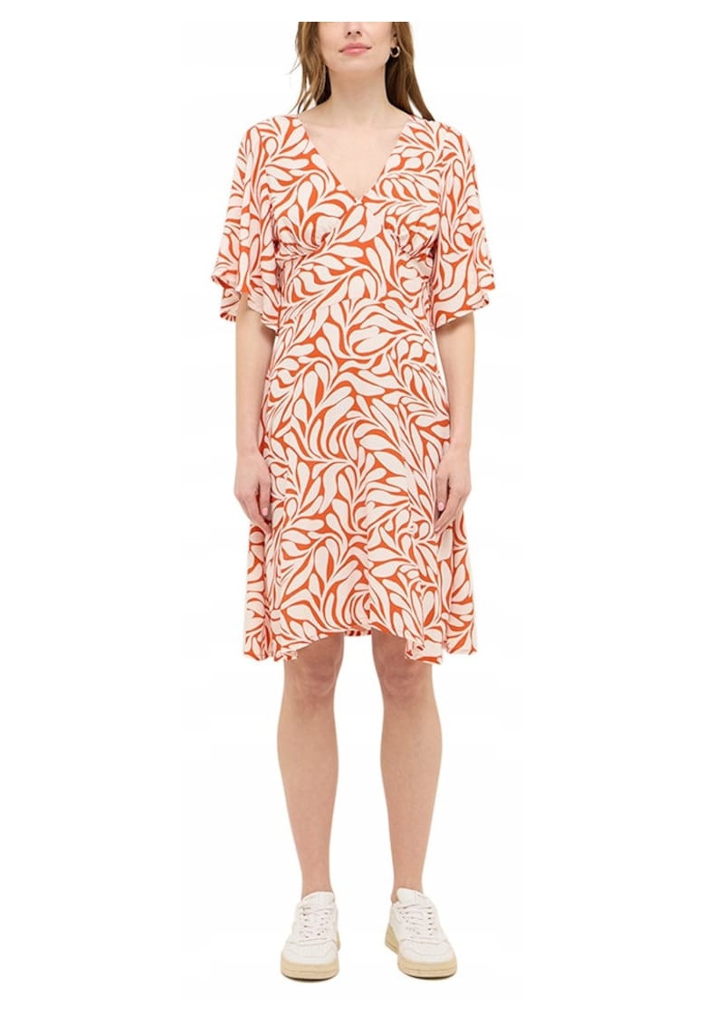 Rochie Dama - Style Marysville - Regular Fit - Decolteu In V - Maneci Scurti - Casual - Fara Inchidere - Bumbac - Multicolor - Multicolor