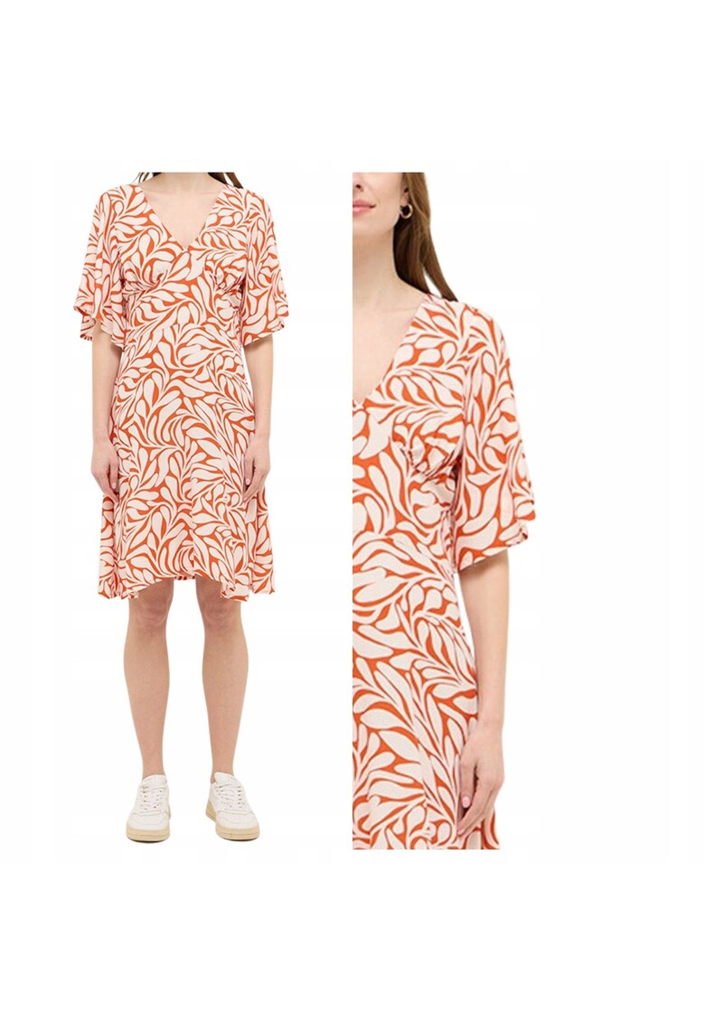 Rochie Dama - Style Marysville - Regular Fit - Decolteu In V - Maneci Scurti - Casual - Fara Inchidere - Bumbac - Multicolor - Multicolor