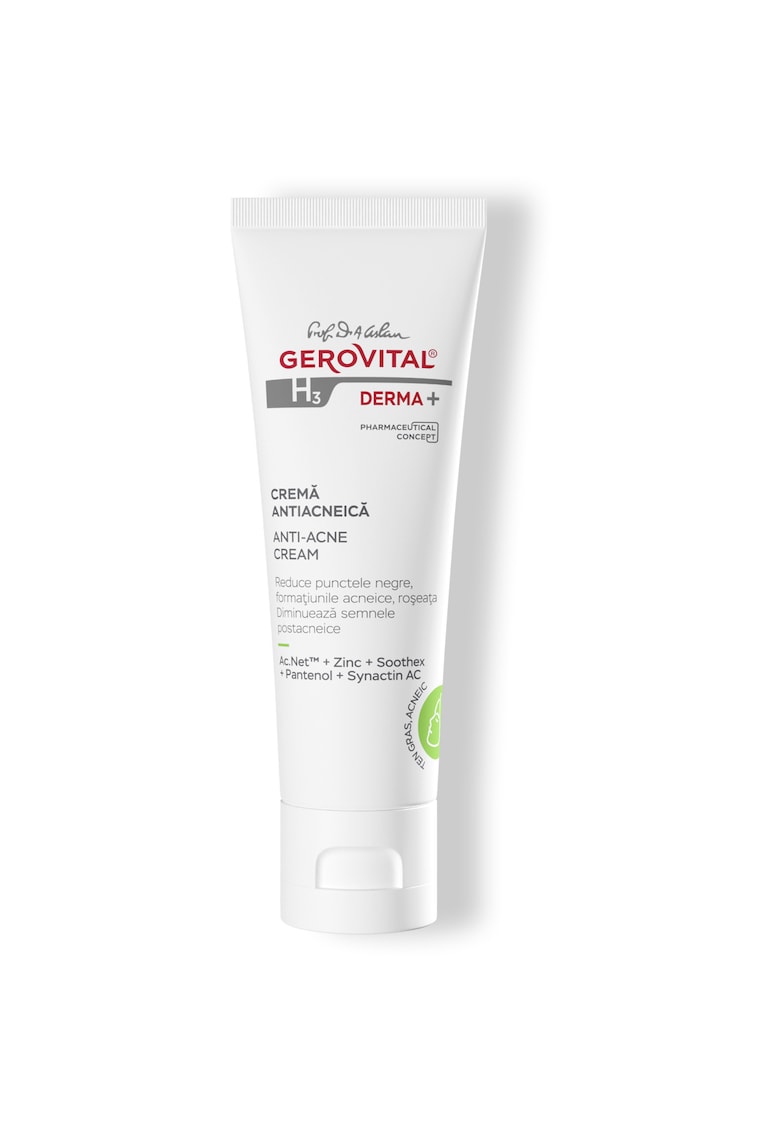 Crema antiacneica H3 Derma+ - reduce punctele negre - roseata - diminueaza semnele postacneice - 50 ml
