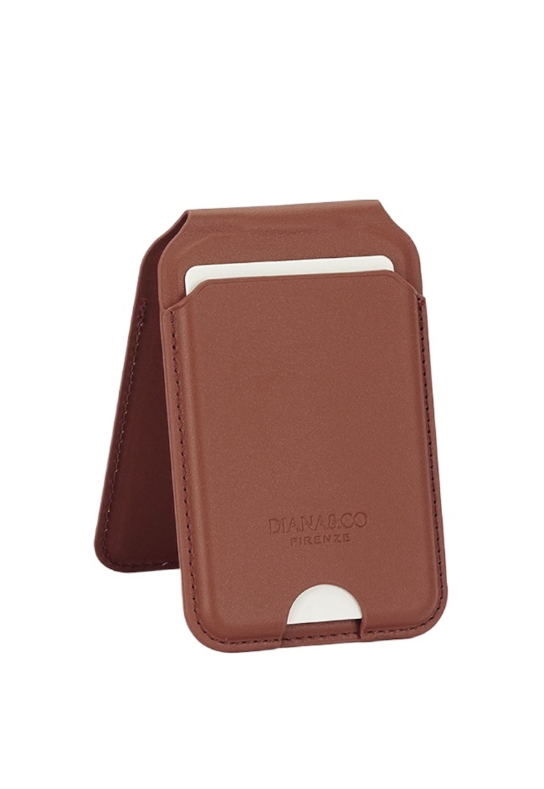 Port card cu blocare RFID și suport ajustabil - Maro - 10x6.5x1