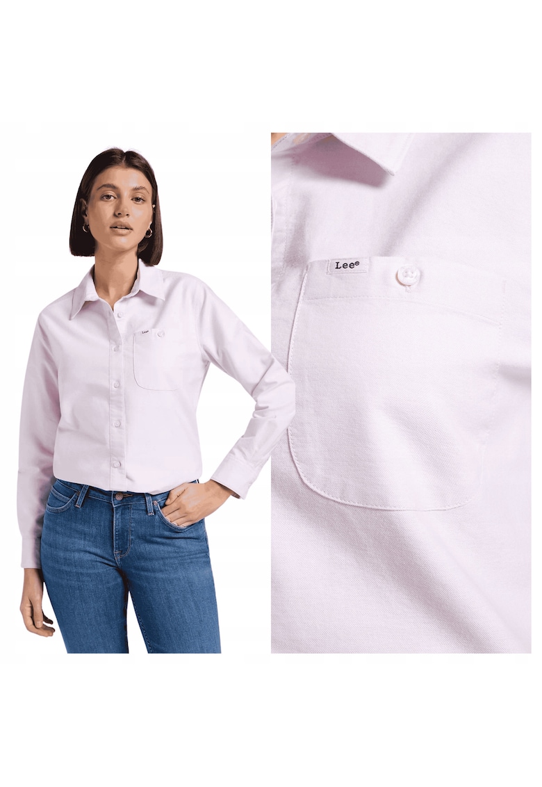 Camasa Dama - All Purpose Shirt - Regular Fit - Design Clasic - Maneci Lungi - Cu Guler - Cu Nasturi - Bumbac - Roz - Roz