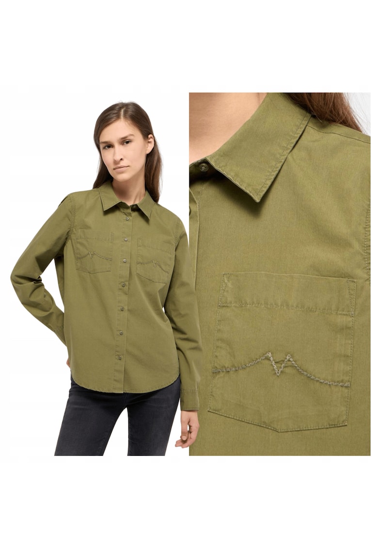 Camasa Dama - Style Killeen - Regular Fit - Design Clasic - Maneci Lungi - Cu Guler - Cu Nasturi - Bumbac - Verde - Verde