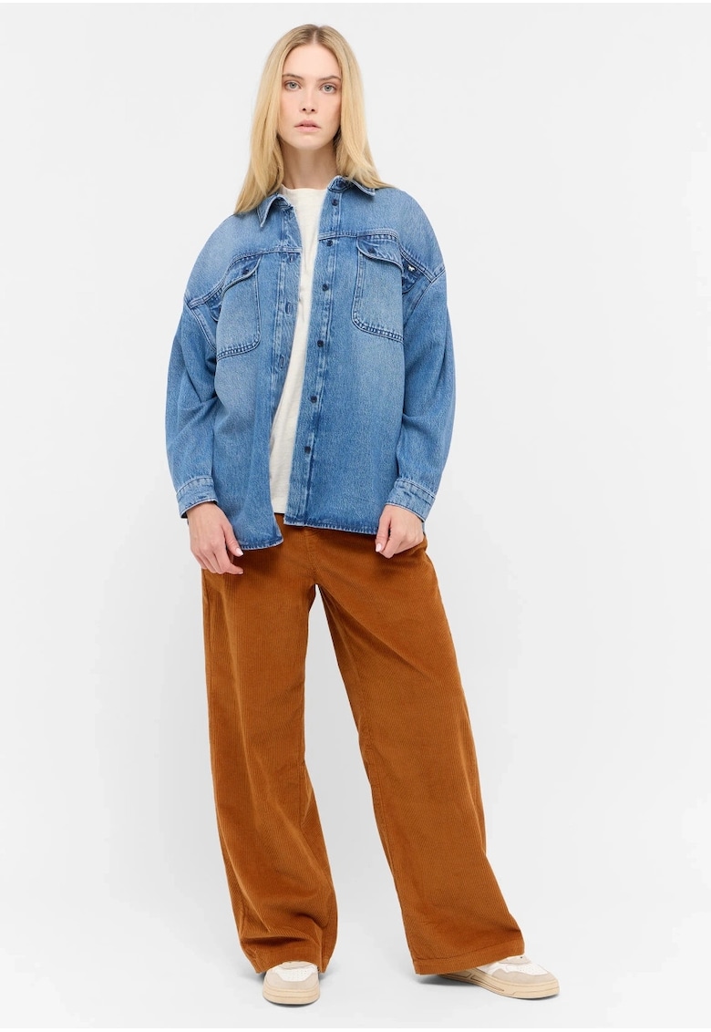 Camasa Dama - Avilla - Regular Fit - Design Clasic - Maneci Lungi - Cu Guler - Cu Nasturi - Bumbac - Albastru - Albastru