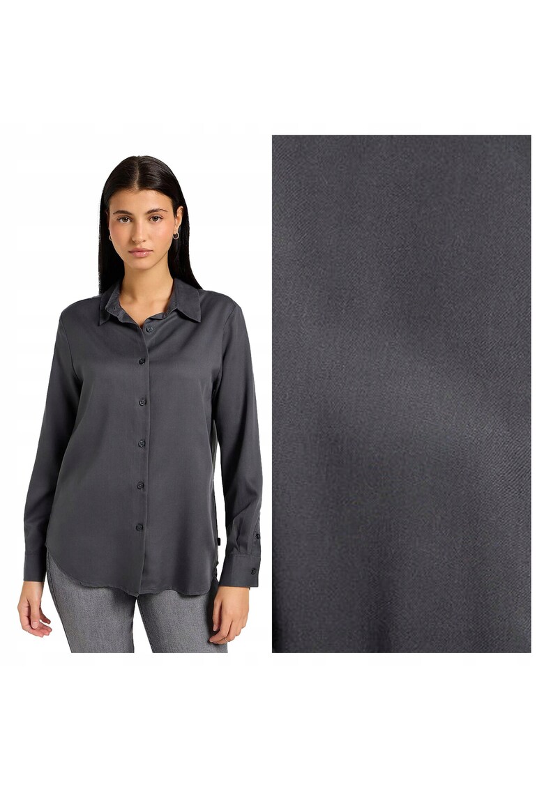 Camasa Dama - Pocketless Shirt - Regular Fit - Design Clasic - Maneci Lungi - Cu Guler - Cu Nasturi - Bumbac - S INTL - Gri
