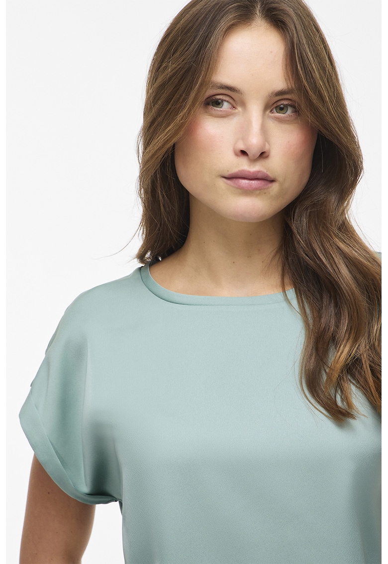 Tricou uni cu aspect satinat - Verde pal