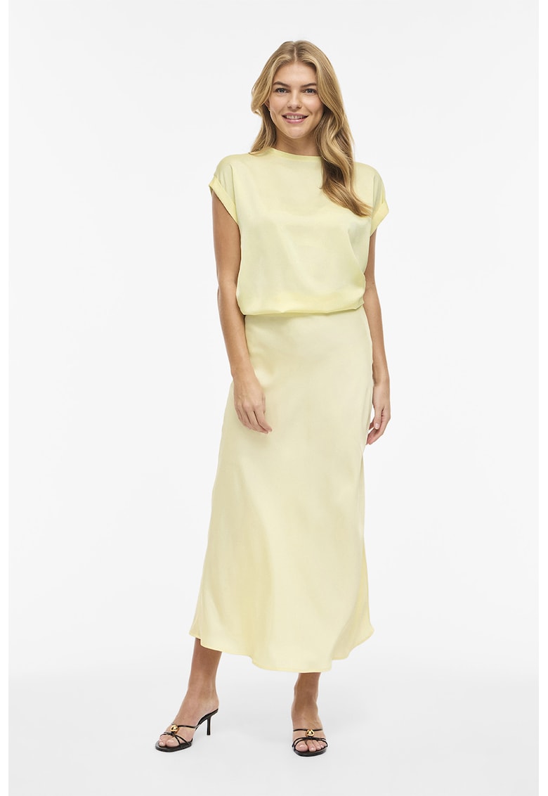 Tricou uni cu aspect satinat - Galben deschis