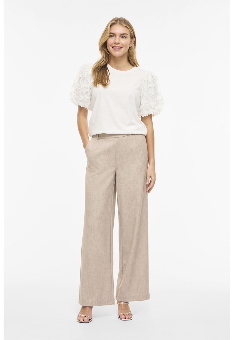 Tricou cu maneci brodate - Alb