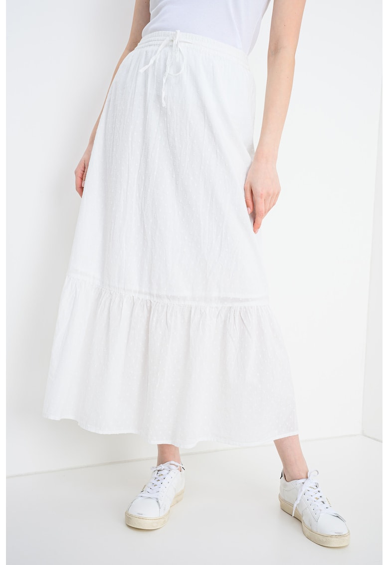 Fusta midi de bumbac organic - Alb
