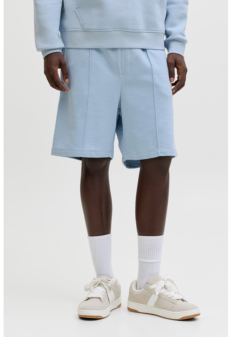 Pantaloni scurti de trening din amestec de bumbac organic - Albastru glaciar