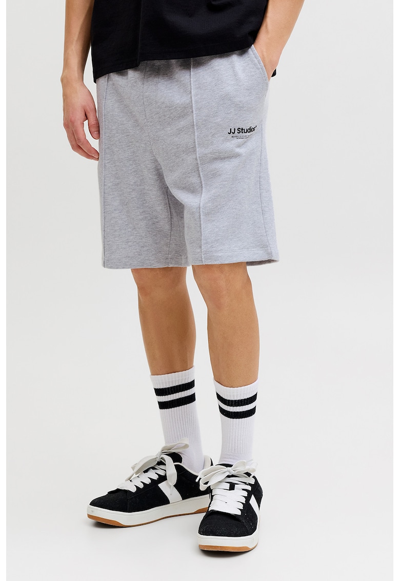 Pantaloni scurti de trening din amestec de bumbac organic - Gri deschis melange