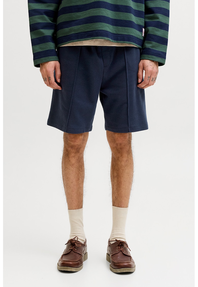 Pantaloni scurti de trening din amestec de bumbac organic - Bleumarin