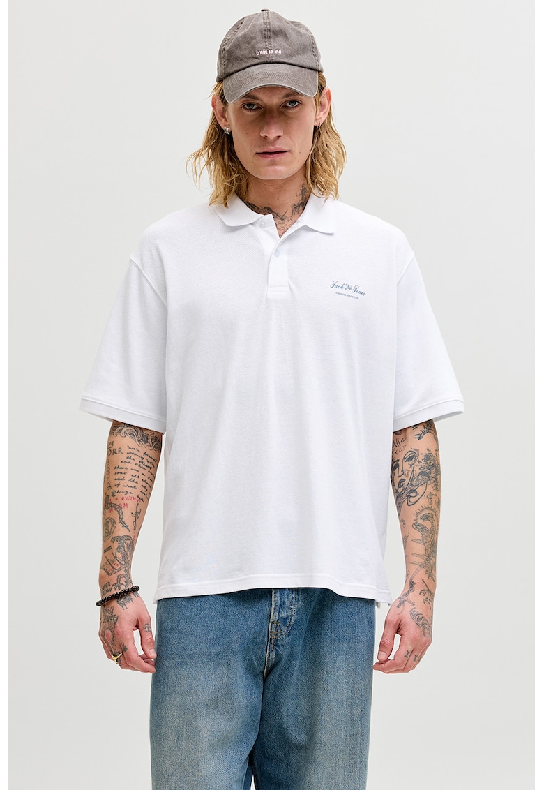 Tricou polo lejer de bumbac organic - Alb optic