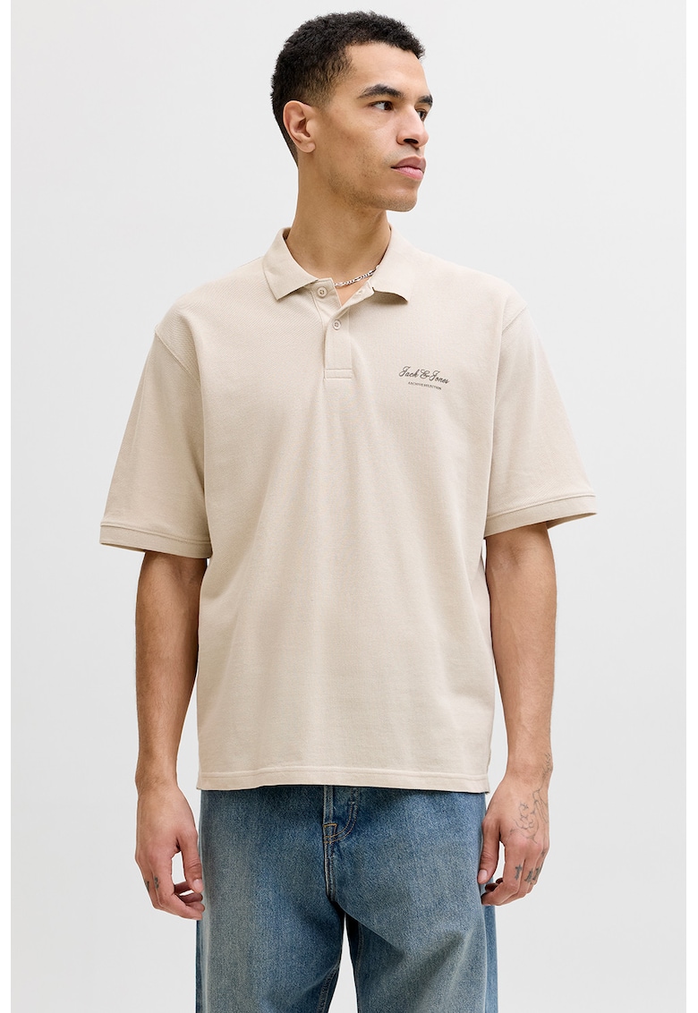 Tricou polo lejer de bumbac organic - Bej deschis