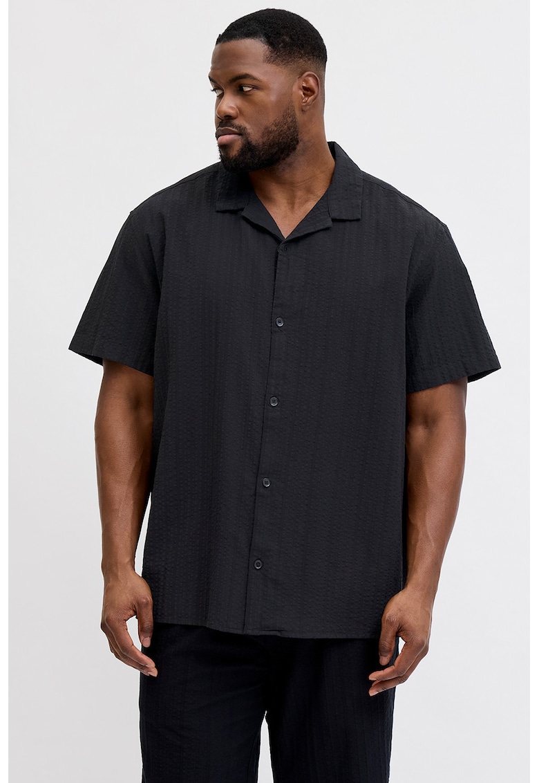 Camasa din amestec de bumbac organic cu maneci scurte - Negru