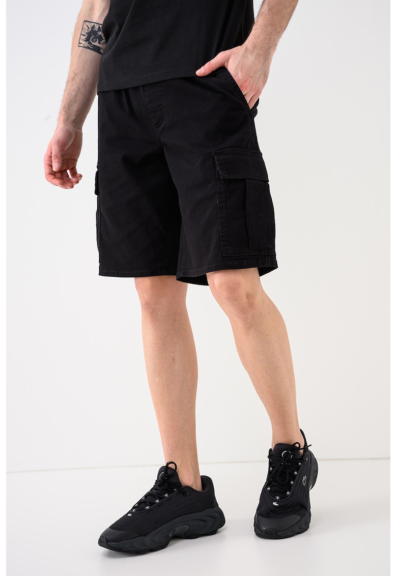 Pantaloni scurti cargo cu snur Dylan - Negru