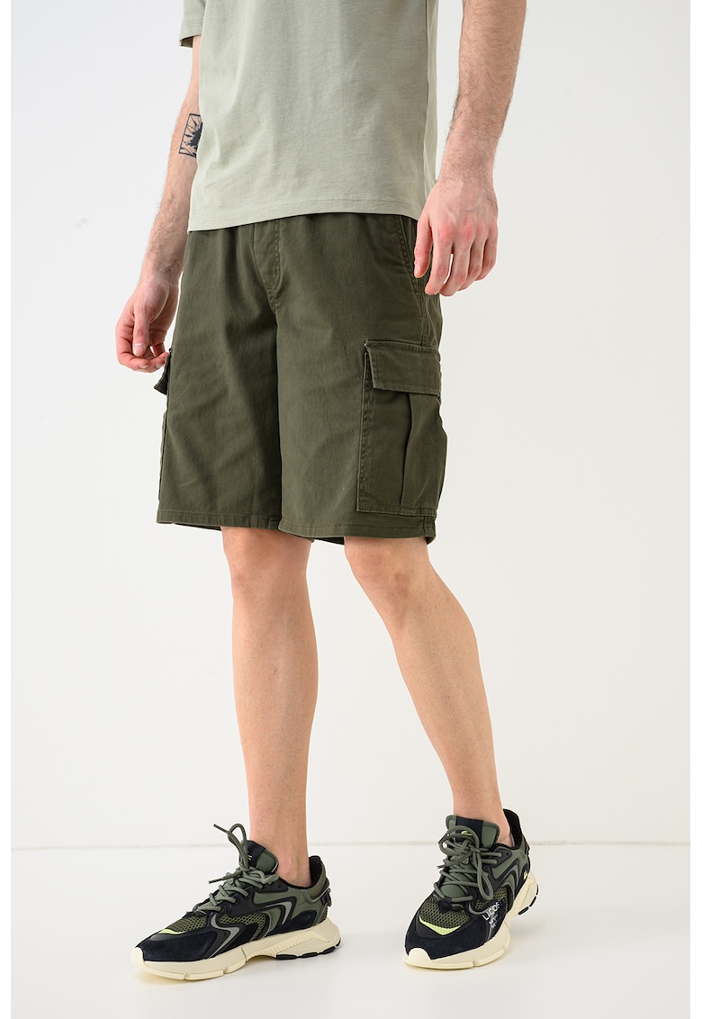 Pantaloni scurti cargo cu snur Dylan - Verde masliniu inchis