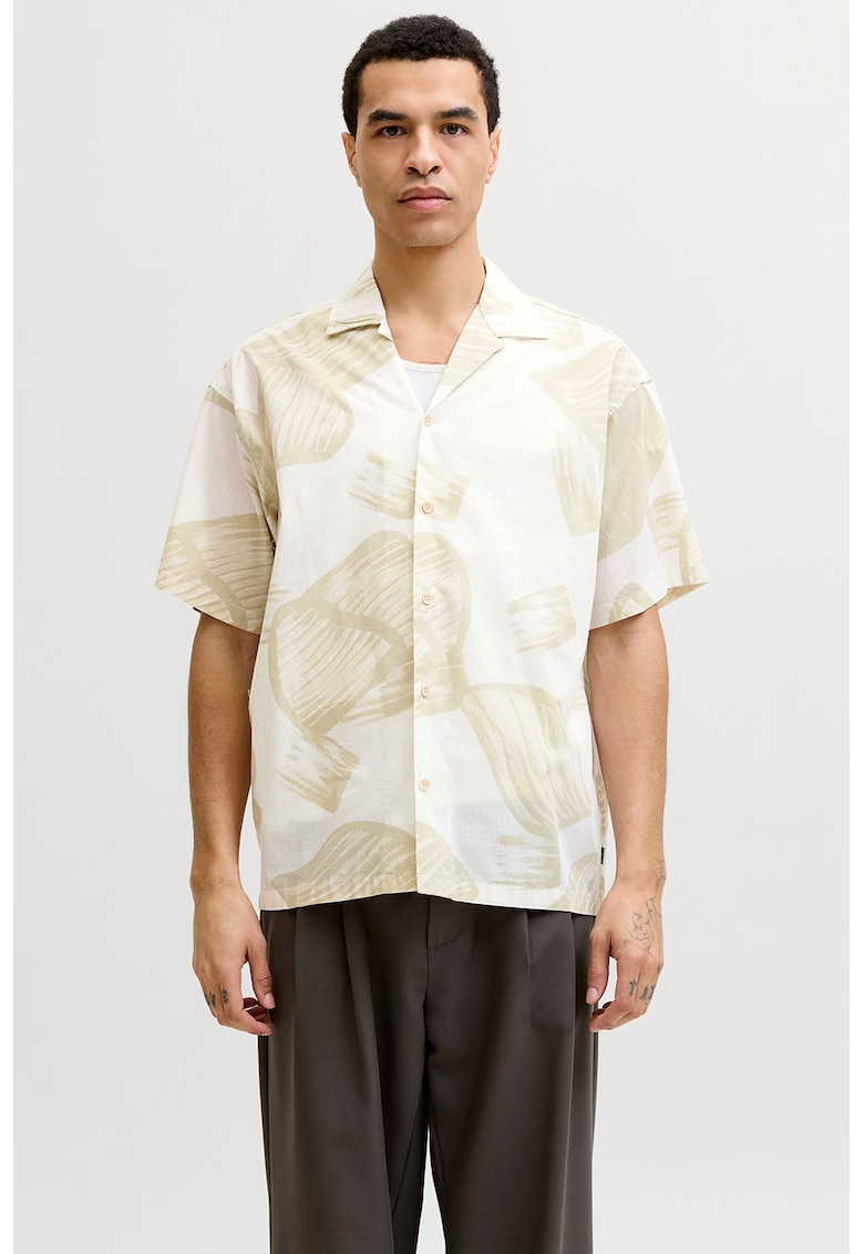 Camasa relaxed fit din amestec de bumbac organic Blavenice - Alb/Bej