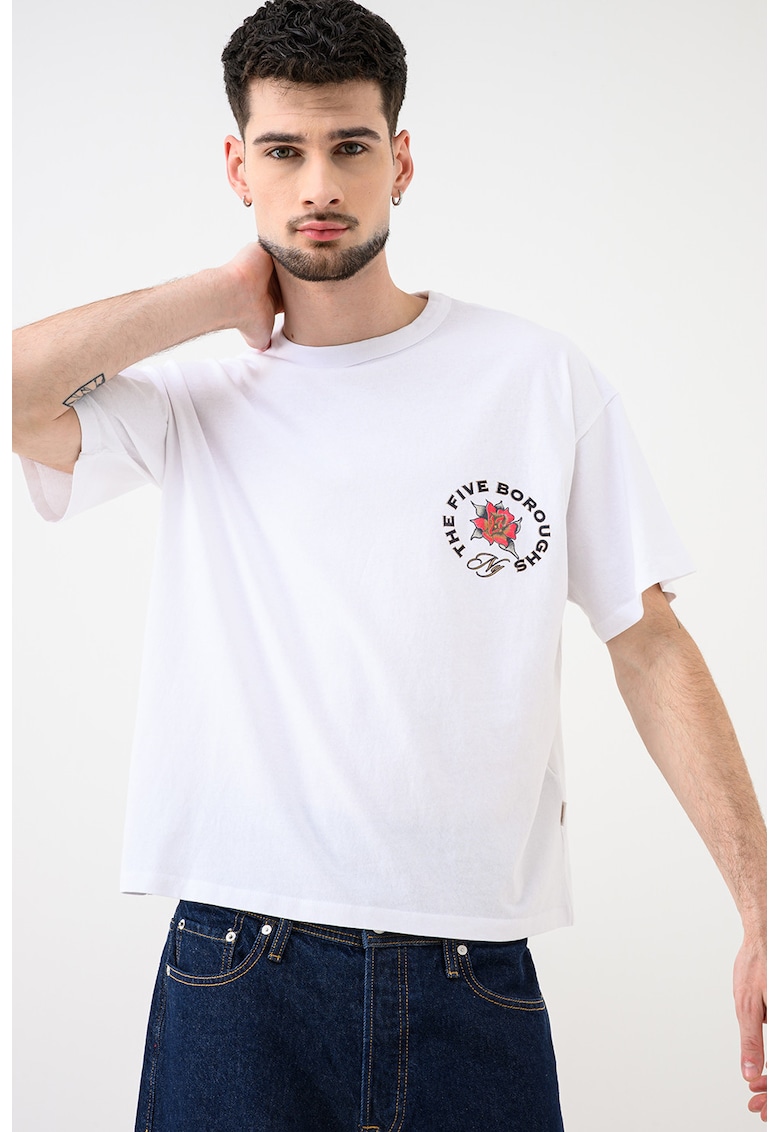 Tricou cu imprimeu pe piept Jorupstate - Alb/Negru antracit