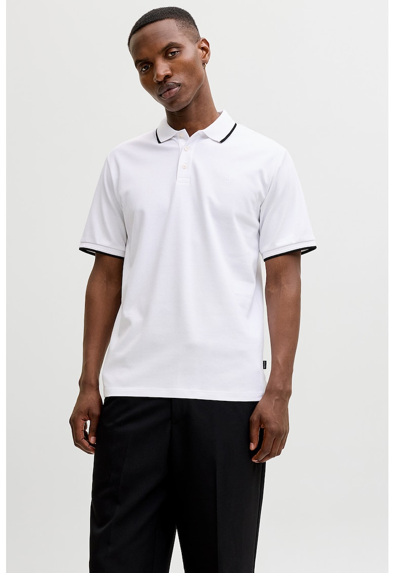 Tricou polo regular fit - Alb optic