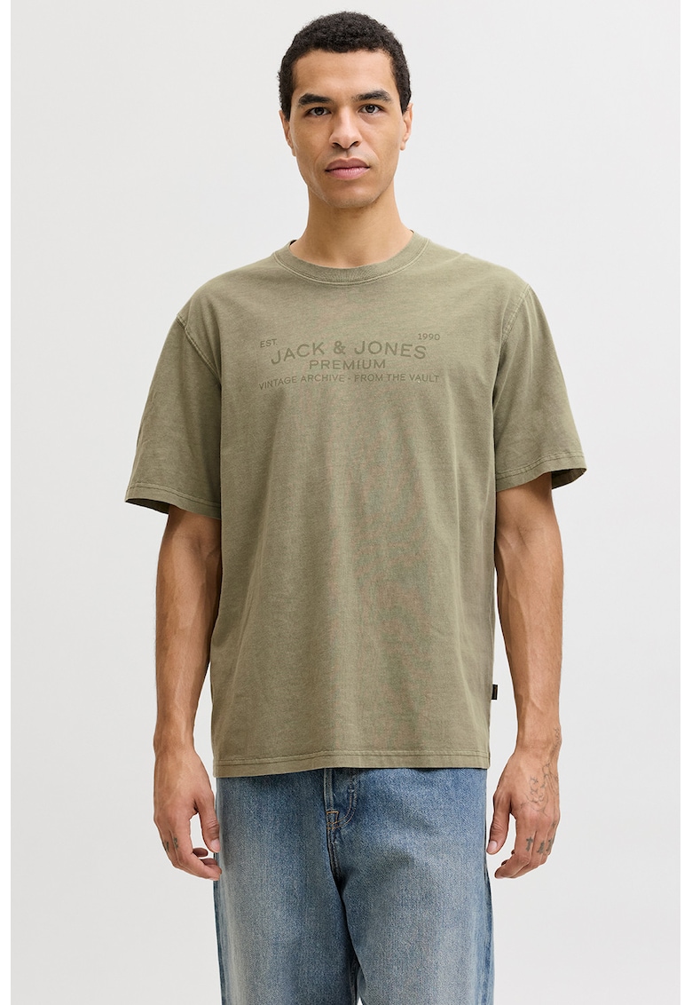 Tricou de bumbac organic cu logo Jpbluaiden - Kaki