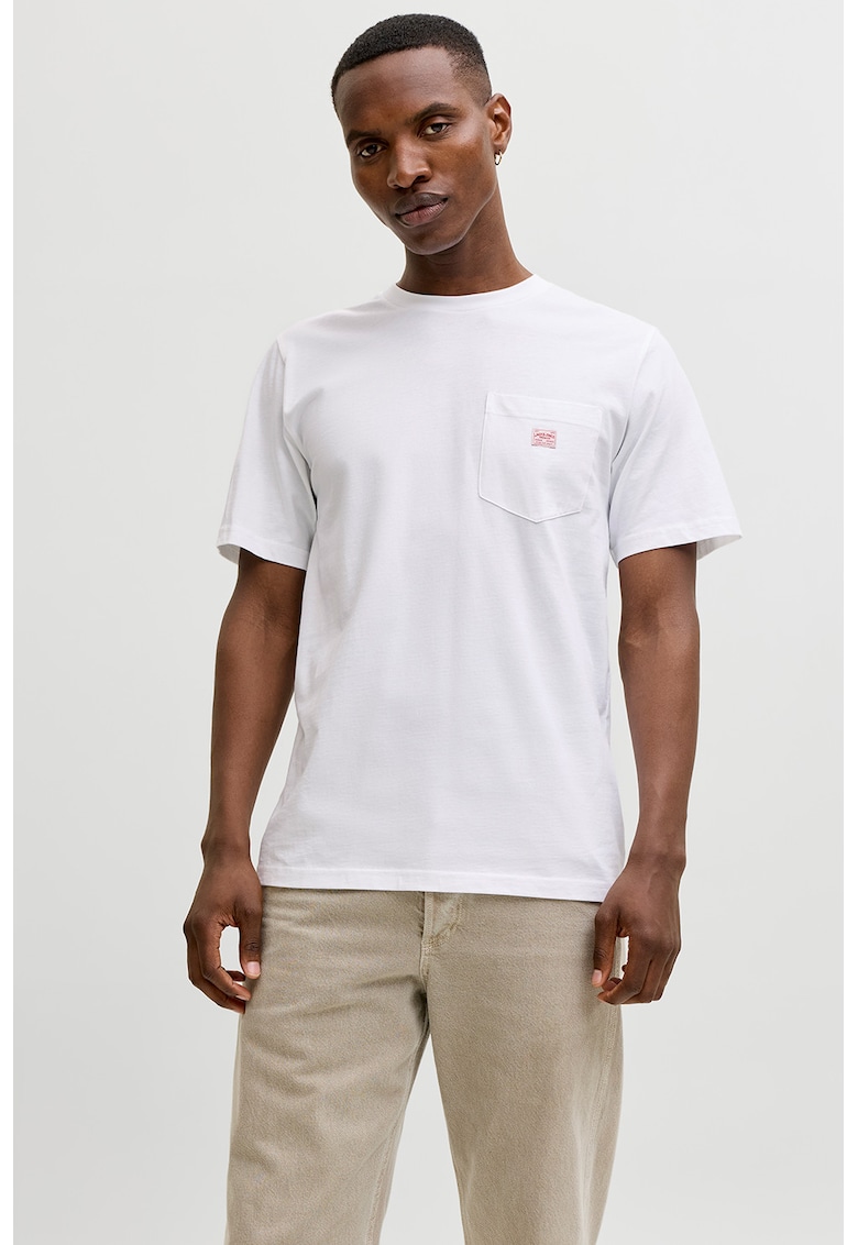 Tricou din amestec de bumbac organic cu buzunare - Alb optic