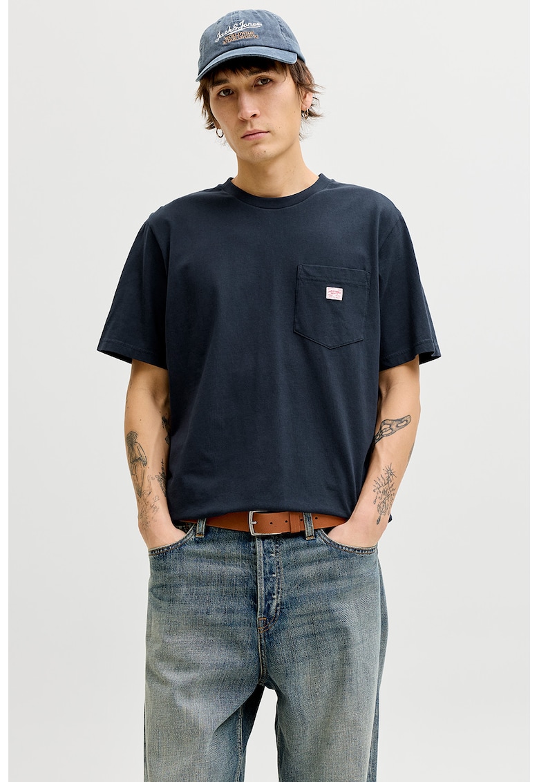 Tricou din amestec de bumbac organic cu buzunare - Albastru ultramarin