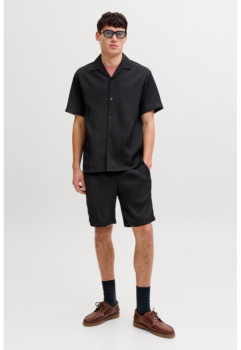 Set de camasa texturata si bermude - 2 piese - Negru