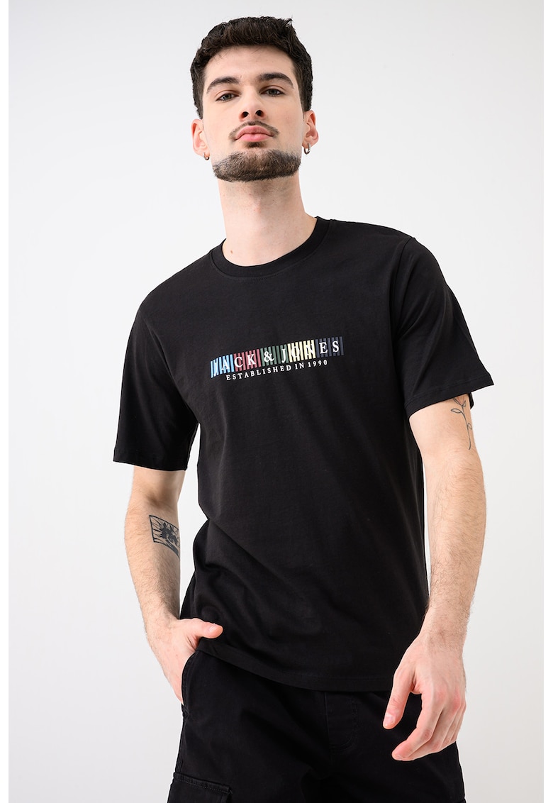 Tricou de bumbac organic cu imprimeu logo Jornantucket - Negru