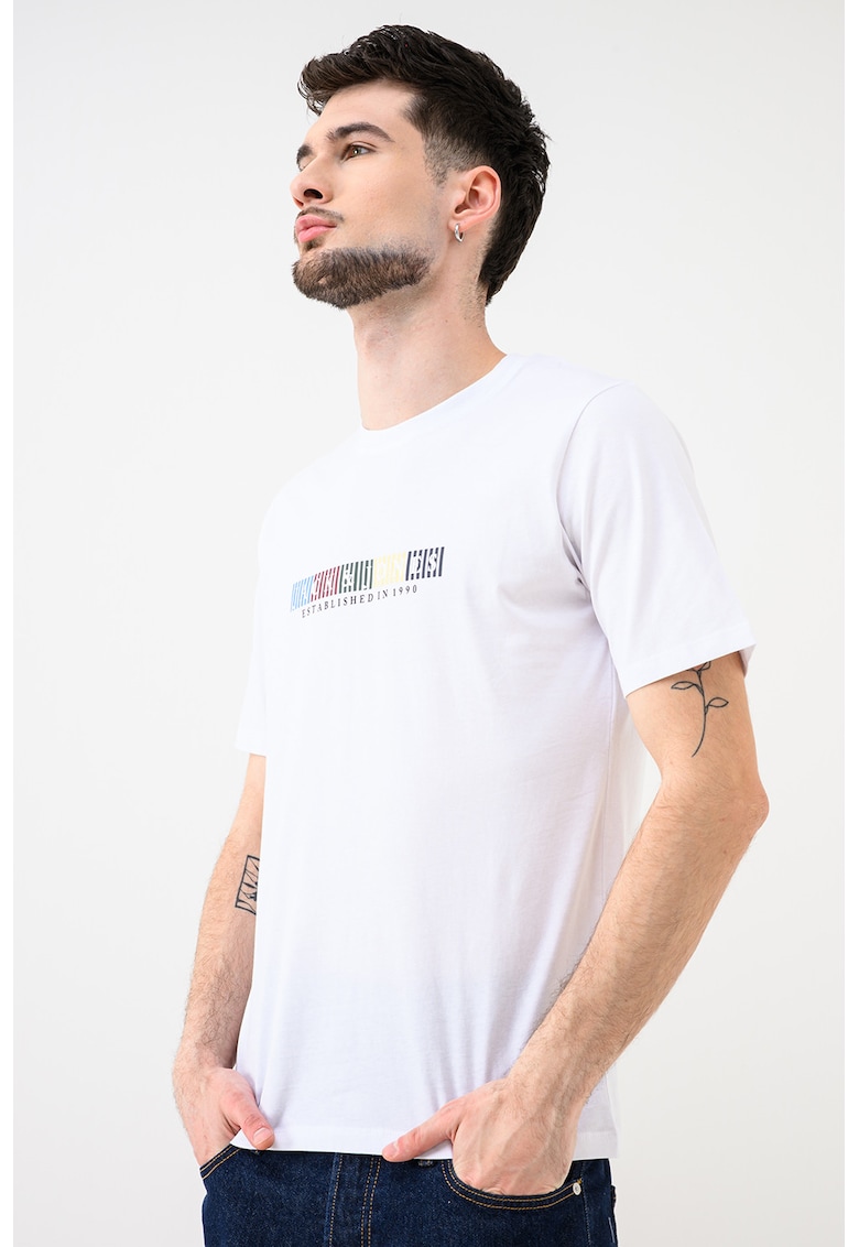 Tricou de bumbac organic cu imprimeu logo Jornantucket - Alb optic