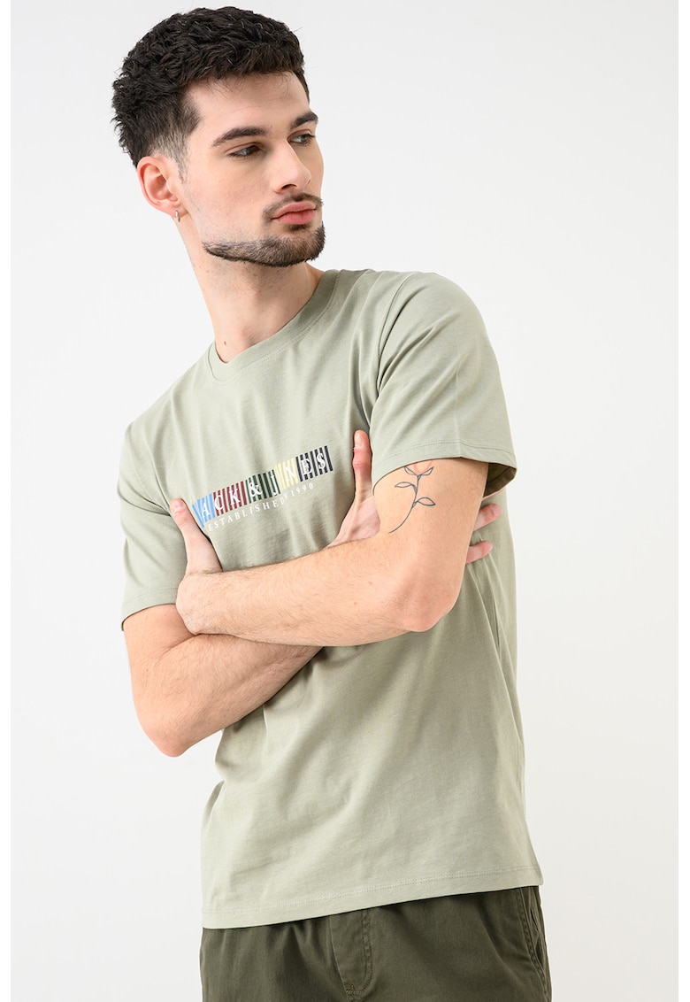 Tricou de bumbac organic cu imprimeu logo Jornantucket - Gri cenusiu