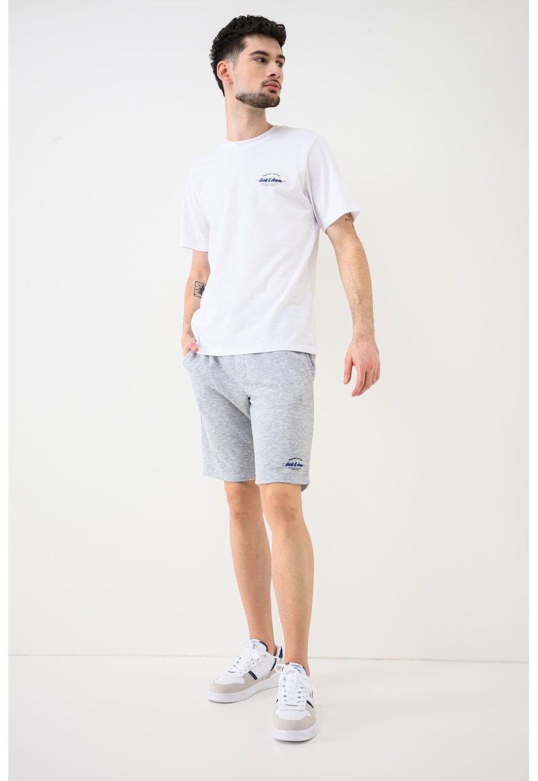 Set de tricou cu pantaloni scurti cu imprimeu logo - 2 piese - Alb/Gri melange