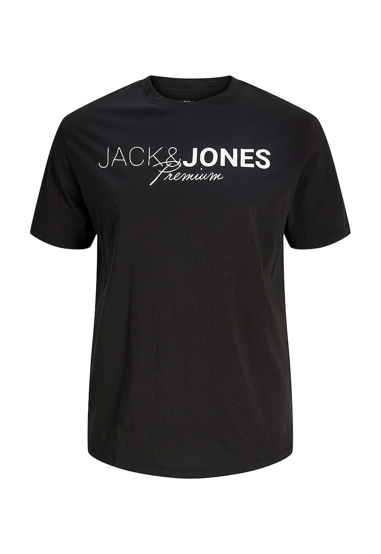 Tricou de bumbac organic cu decolteu la baza gatului - Negru/Alb optic