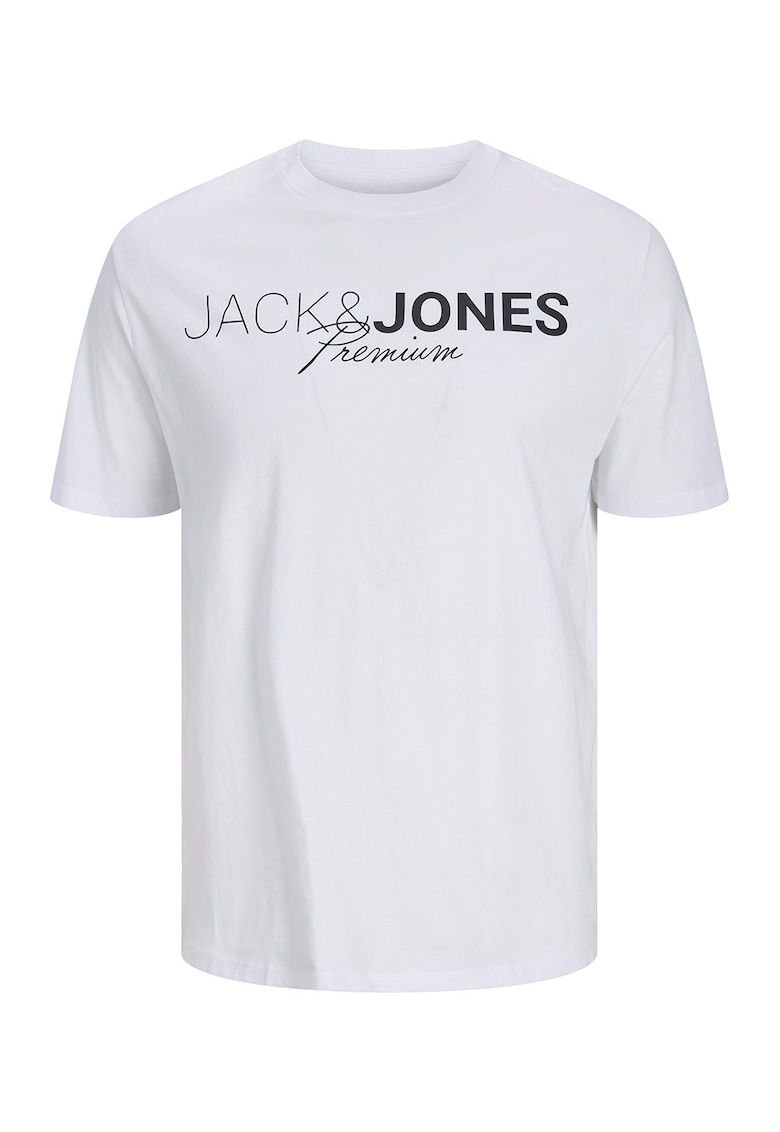 Tricou de bumbac organic cu decolteu la baza gatului - Negru stins/Alb optic