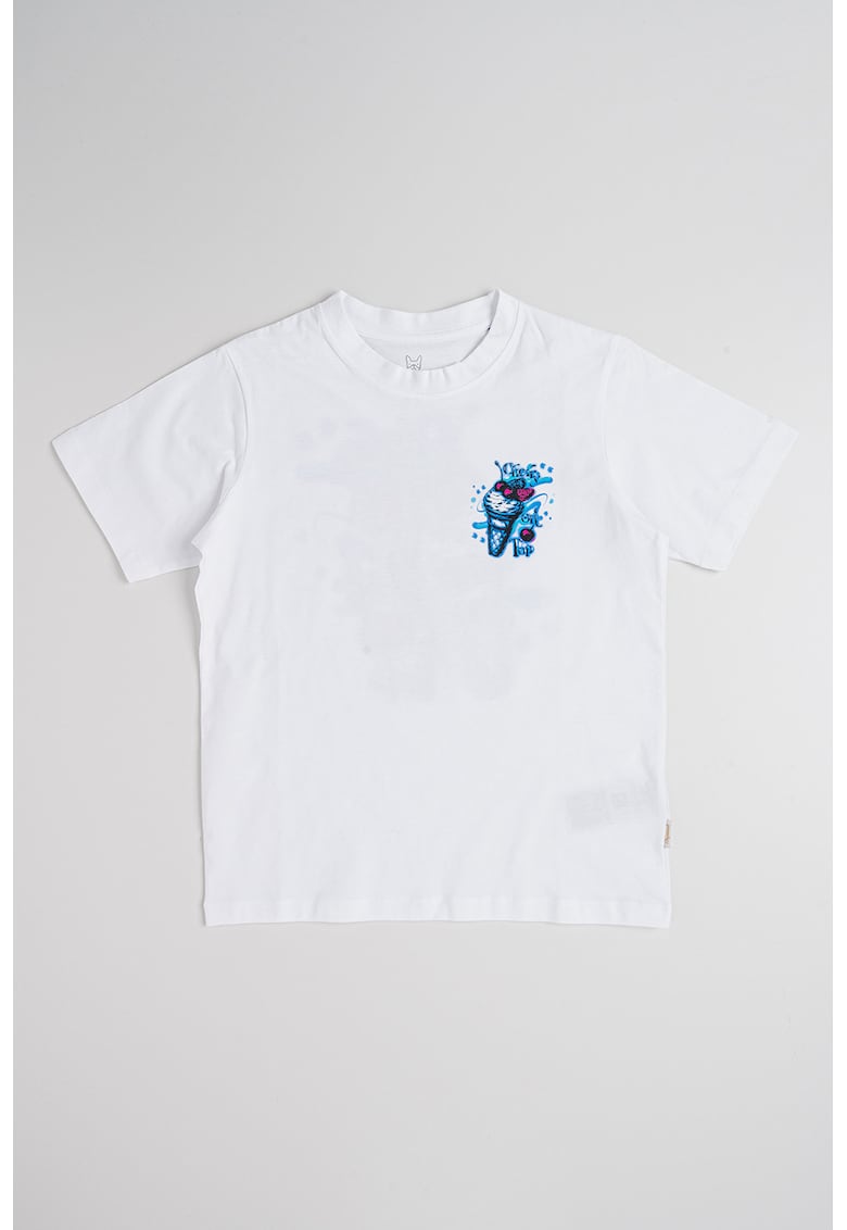 Tricou din bumbac organic cu imprimeu - Alb/Roz/Albastru