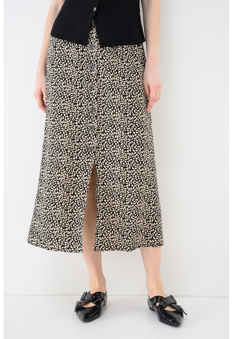 Fusta midi cu model Nova - Negru/Bej
