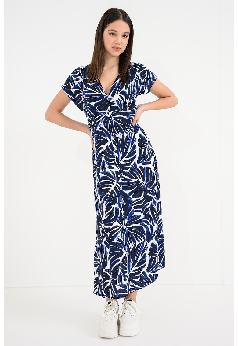 Rochie cu decolteu in V Nova - Alb/Albastru ultramarin/Albastru royal