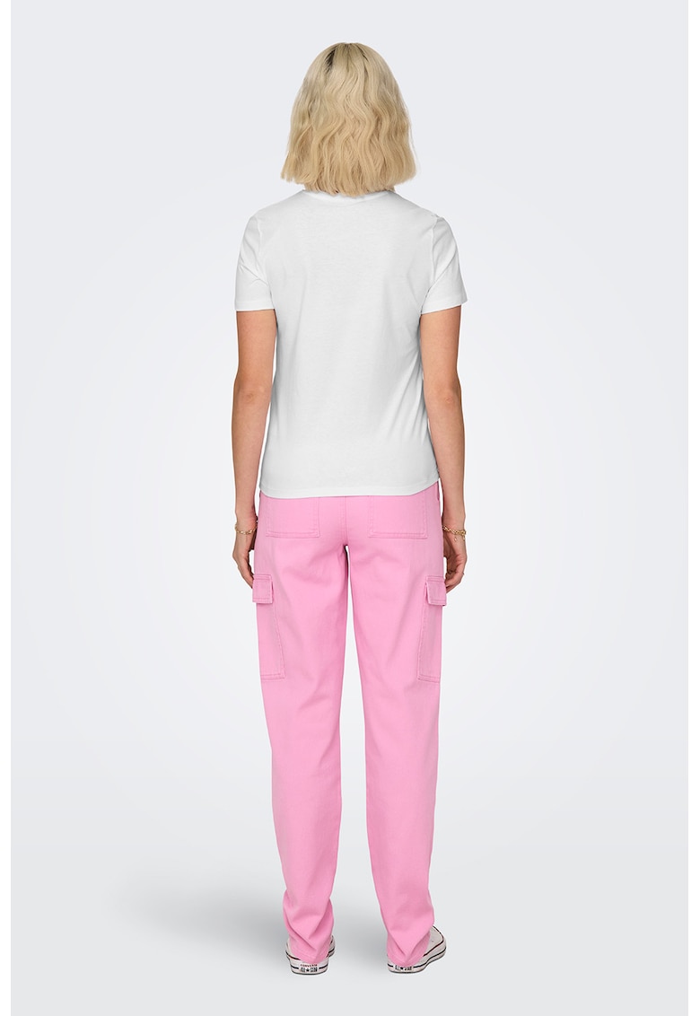 Tricou de bumbac organic cu imprimeu pe piept Polly - Alb murdar