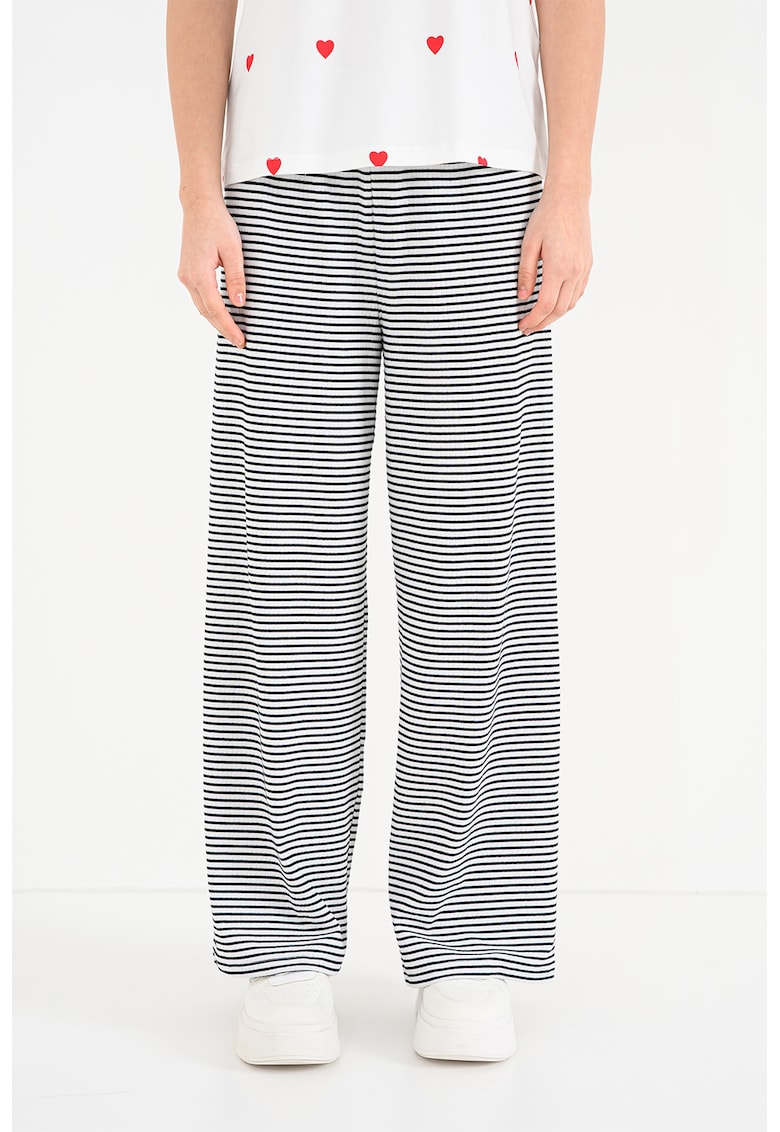 Pantaloni lejeri cu dungi Saga - Alb/Negru
