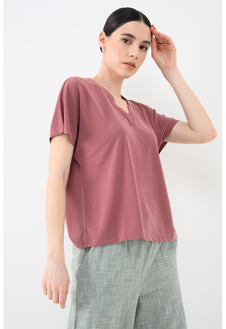 Bluza-tunica lejera din amestec de modal Free Life - Rosu stins
