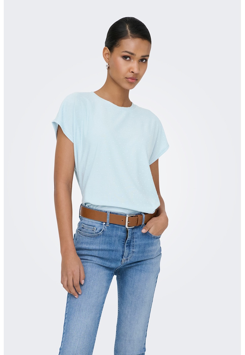 Tricou lejer cu decolteu la baza gatului - Albastru pastel