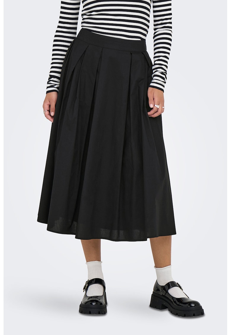 Fusta midi cu pliuri - Negru