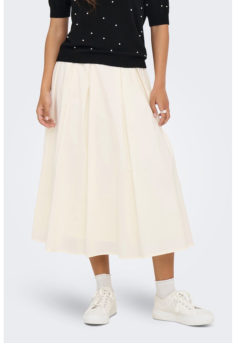 Fusta midi cu pliuri - Alb murdar