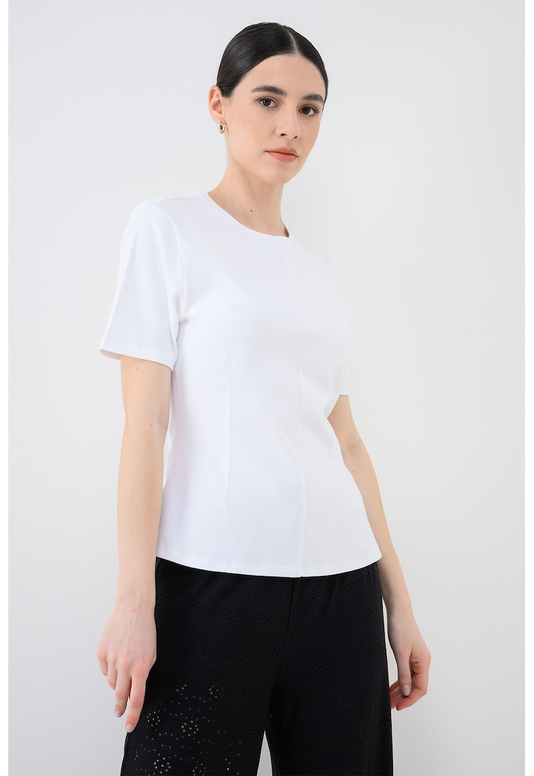 Tricou uni cu decolteu la baza gatului - Alb optic