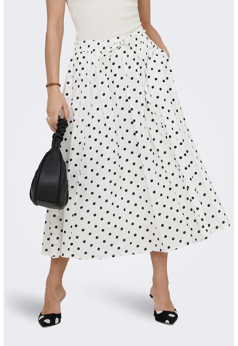 Fusta evazata cu buline - Alb murdar