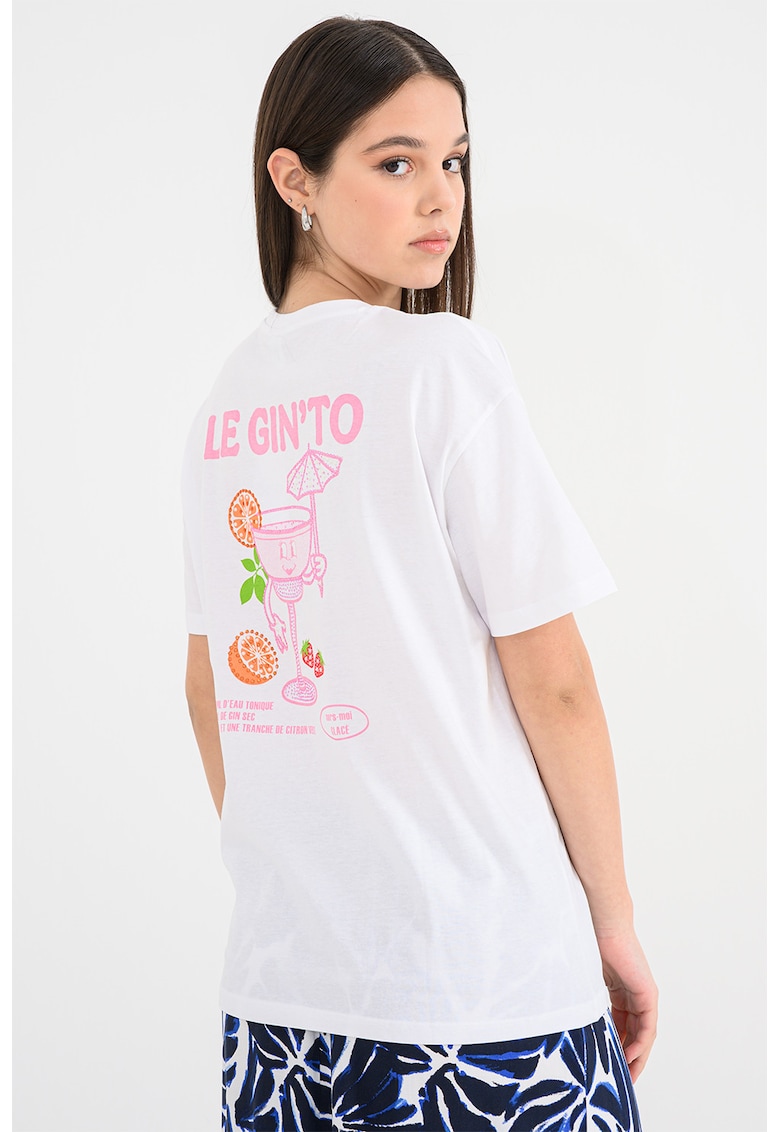 Tricou lejer de bumbac organic cu imprimeu pe spate - Alb