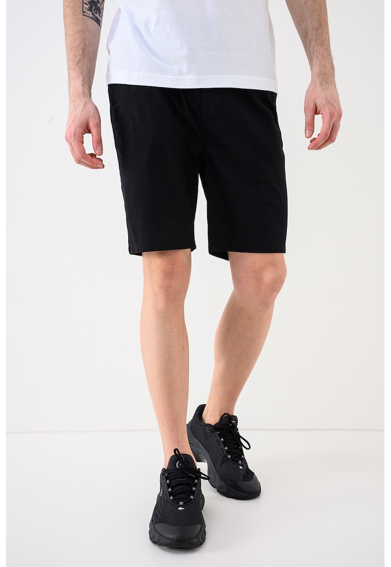 Pantaloni scurti cu snur in talie - Negru
